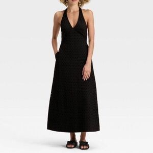 A New Day - Women's Eyelet Maxi A-Line Dress - Black